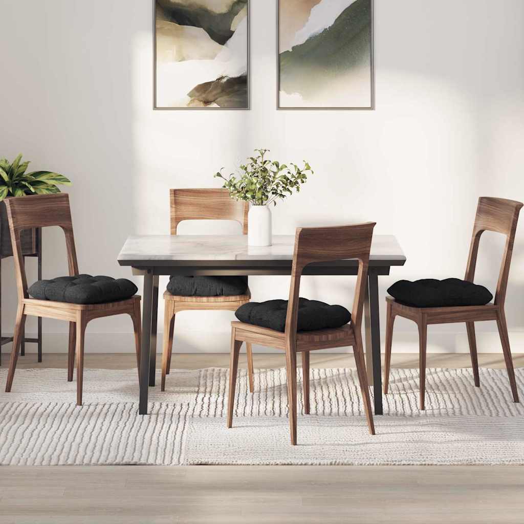 Seat Cushions 4 pcs Black 40 x 40 x 12 cm Fabric