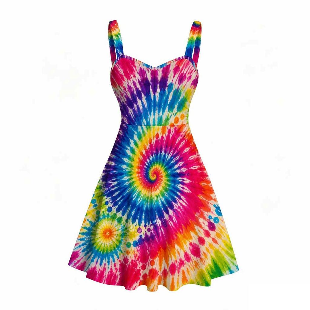 Women Plus Size Off Shoulder Sleeveless Strappy Dress Black Galaxy Printed Fitted Waist Flared Hem