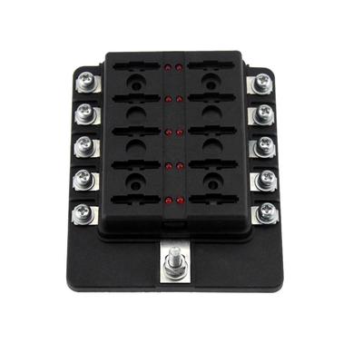 10 Way Blade Fuse Box Holder Fuse Blocks with Red LED Indicator 10Pcs Fuses 10Pcs Terminals for Car Boat Marine Caravan