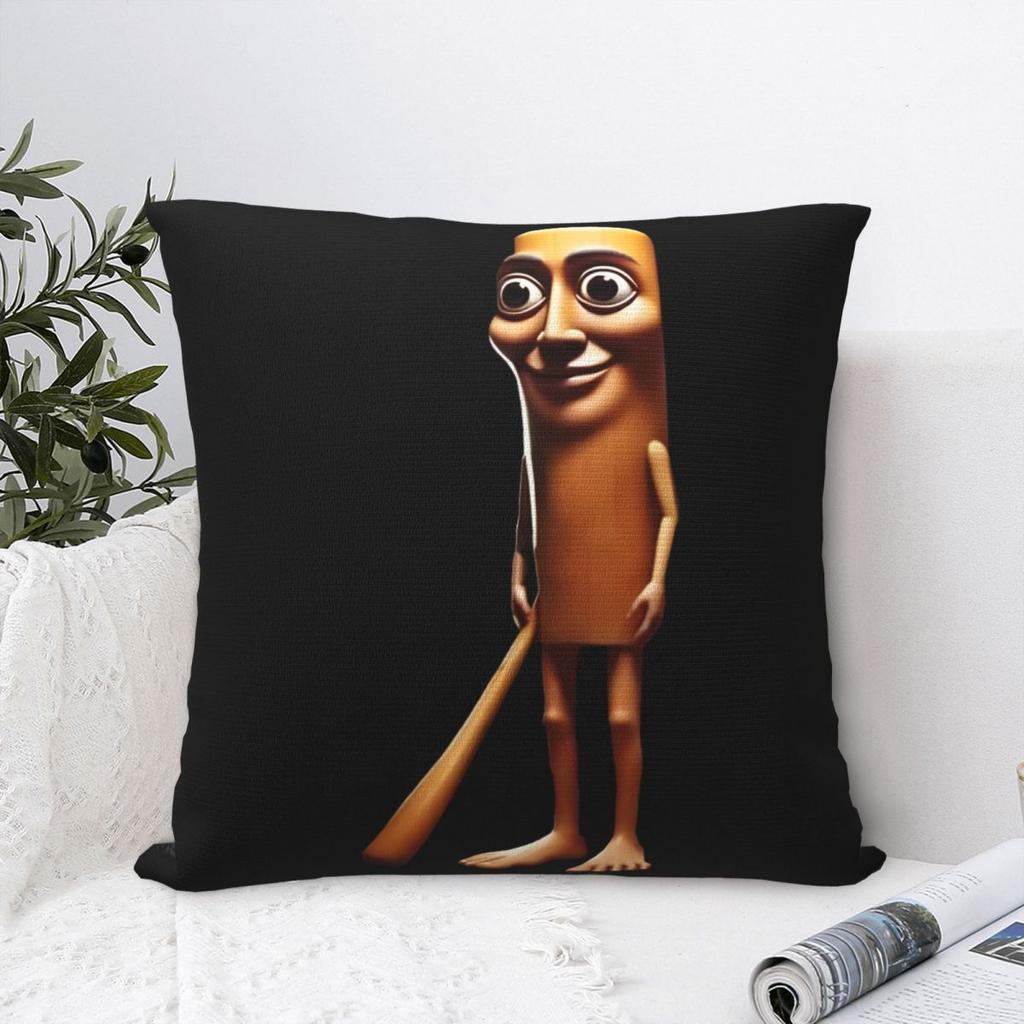 Tung Tung Tung Sahur Square Pillow Cases Italian Brainrot Meme Cushion Cover Vintage Polyester Decor Pillowcase for Living Room