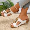 Women Fashion Slip on Slippers Summer Beach Slippers Solid Color Round Head Wedges Casual Designer Shoes Slides for Women
