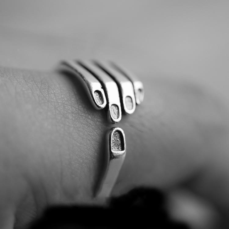 

Оригинальный дизайн кольца «Захвати»: Открытое кольцо из тайского серебра, ощущение веселья, портативное устройство, пара унисекс