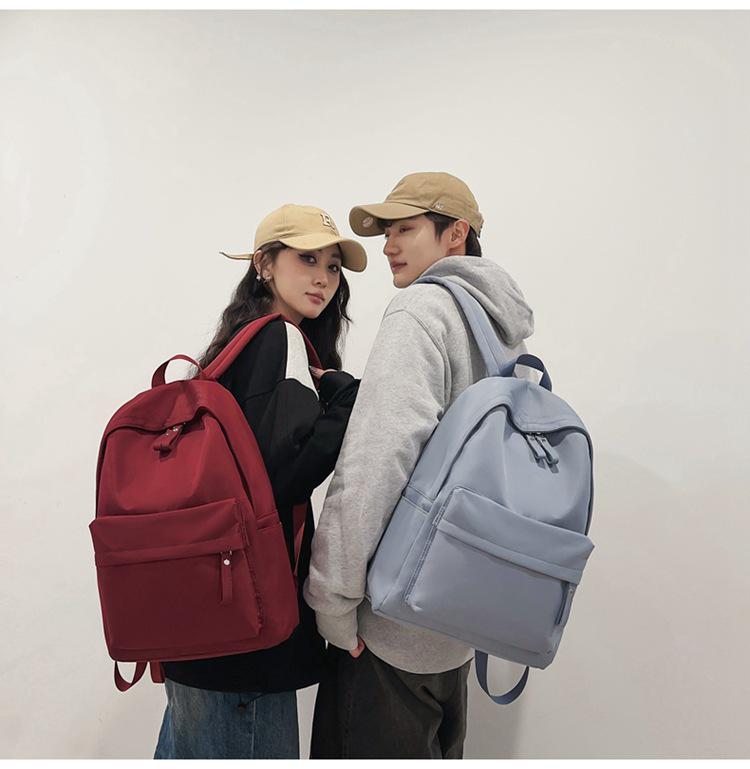 Large Capacity Simple Solid Color Backpack for Junior & High School Girls - New Korean Style, Versatile for College Students