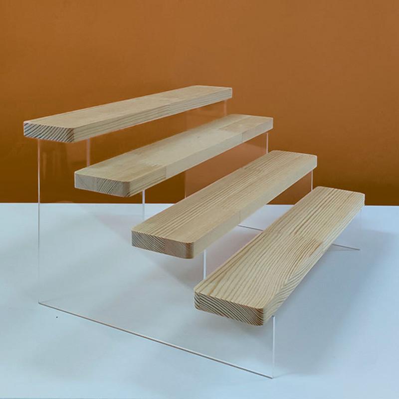 Wooden Display Stand Jewelry Showcase Storage Holder Collectibles Shelf Organizer Dessert Cupcake Perfume Storage Rack