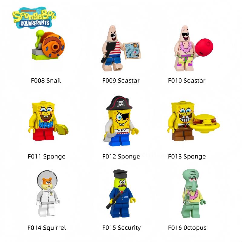 Spongebob Patrick Star Blocks Cartoon Anime Assembled Model Girls Boys Small Building Blocks Children Cute Educational Gifts