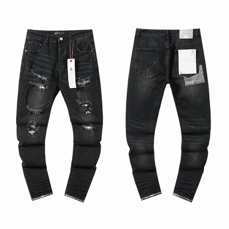 European and American Purple Slim Men's Trendy Light Luxury Elastic Jeans