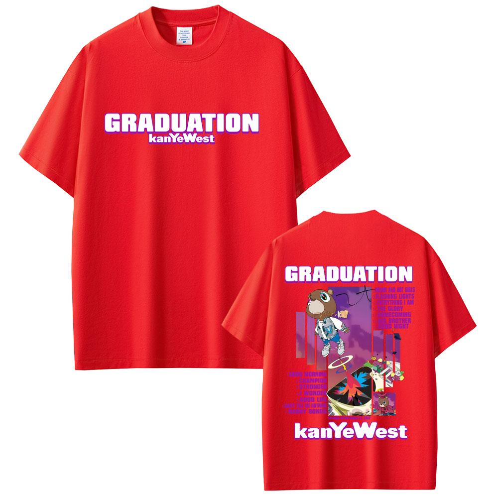 Rapper Kanye West Graduation Bär Grafik T-Shirts Herren Hip Hop Mode Popmusik T-Shirts Herren Lässiges Baumwoll-Vintage-T-Shirt