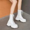 Fashion Women's Boots Fashion High-top Leather Boots Lace Up Platform Boot Side Zipper Ankle Boots for Women Motorcycle Boot Botas Mujer