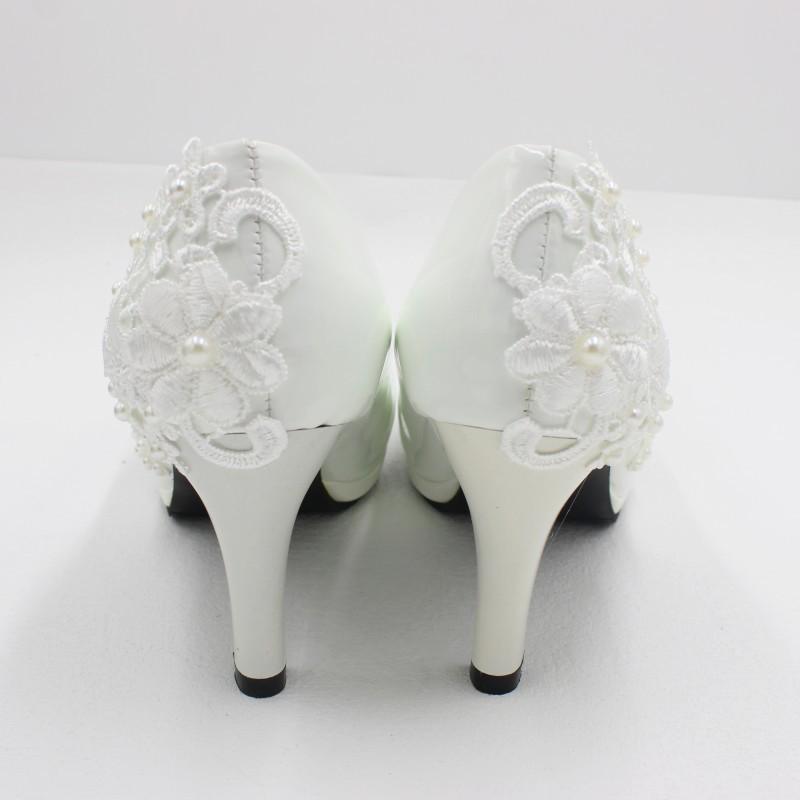 Starry Cat Women's White Lace High-Heel Wedding Shoes - Round Toe, New Style 2302