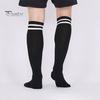1 Par Knähöga Randiga Fotbollsstrumpor Halkfria Fukttransporterande Stretch Barn Ungdom Atletiska Sport Fotboll Kompression Vaddering Höga Tubstrumpor
