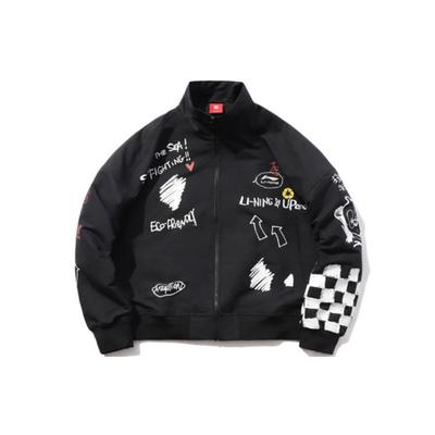 Li Ning X Panda Collaboration Loose Sports Windbreaker Jacket Men Jacket Black AFDP358-2
