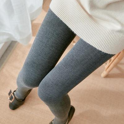 2024 Spring/Autumn Women's High-Waist Stripe Cotton Leggings with Cashmere and Micro-Pressure Ribbed Socks