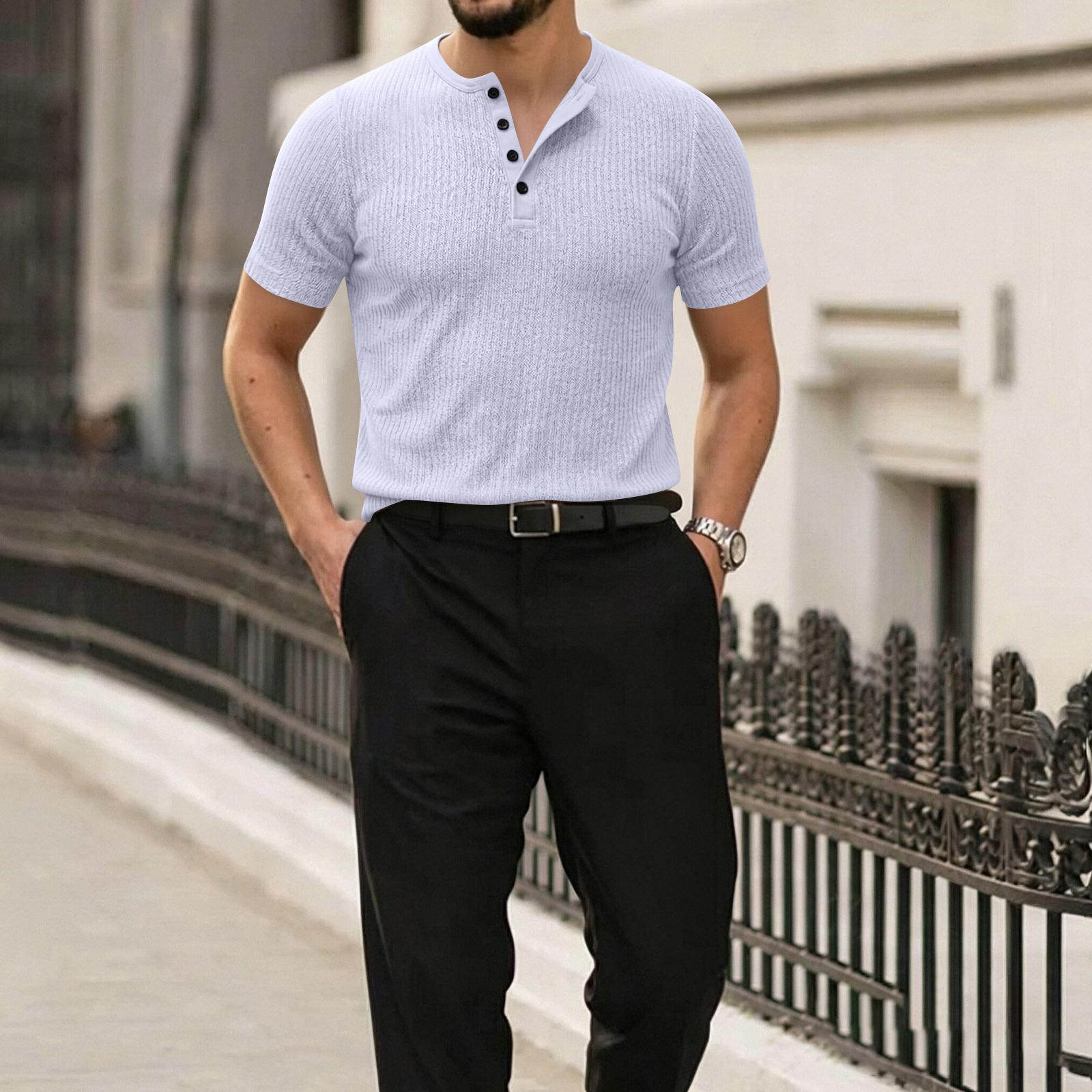 

Men s Summer Corduroy Short Sleeve T Shirt Button Front Casual Lightweight Soft Fabric Comfortable Fit XXL білий