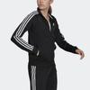 Adidas Striped Logo Print Zip Jacket Women Jackets Black H48443