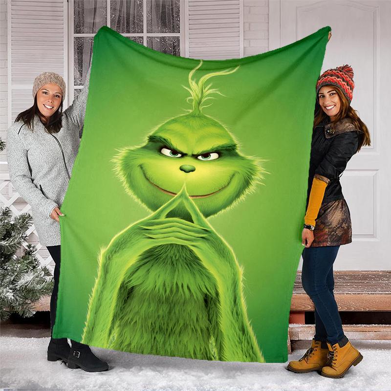 Grinch-Thema Bedruckte Decke Perfekt für Sofa Bett Reisen Außenbereich Maschinenwaschbar Gemütlich Langlebig