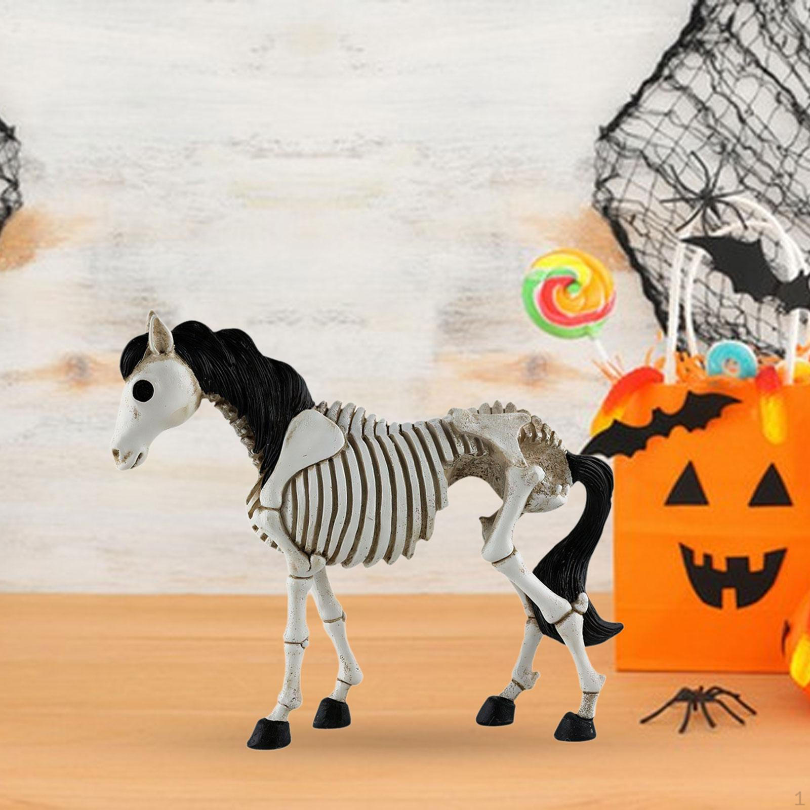 

Skeleton Horse Statue Desktop Ornament Halloween Decor Collectible Decorative Figurine for Table