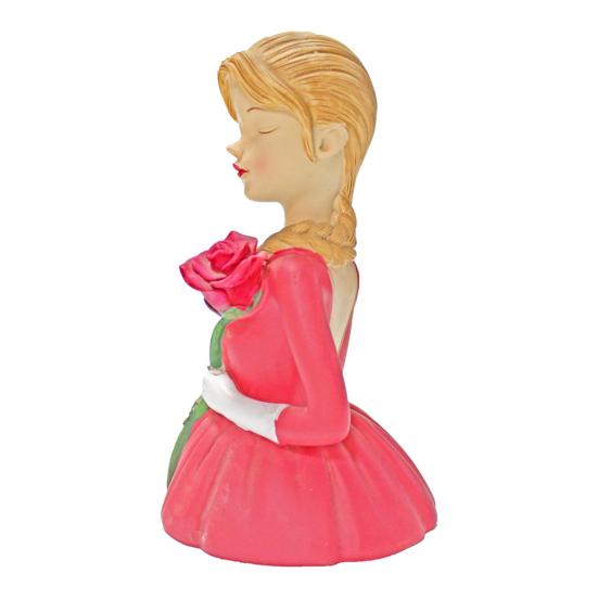 Mädchen mit Rosen Figur Handgefertigtes Harz Mädchen Blume Schreibtischstatue für Zuhause Büro Tisch Mittelstück