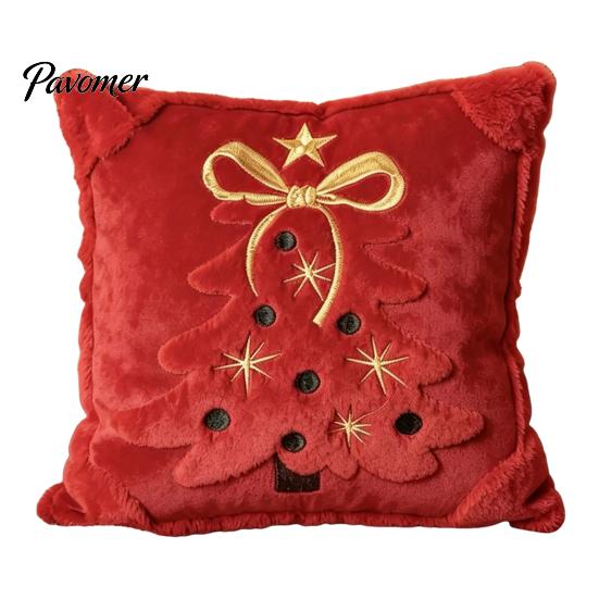 Washable Throw Pillow Covers Christmas Plush Pillowcase, 3D Embroidered Design Soft Decorative Pillows for Couch Cover, Cushion Cover Holiday
