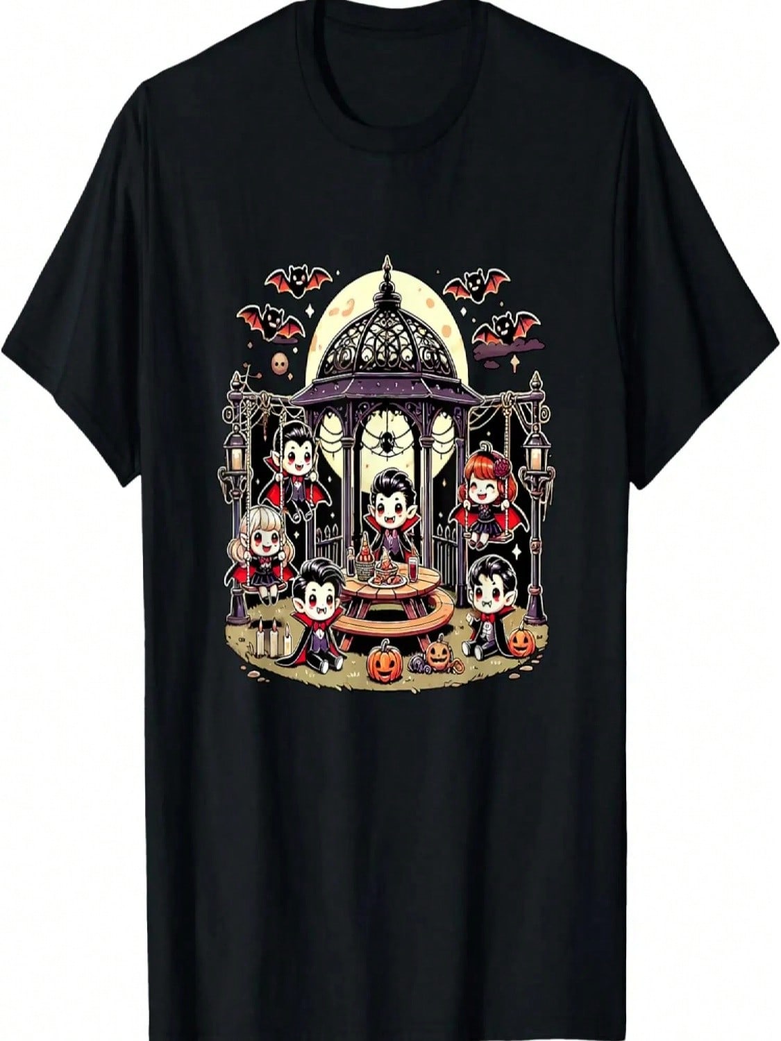 Funny Vampire Picnic Jack O  Lantern Spooky Halloween Party T-Shirt S разноцветный