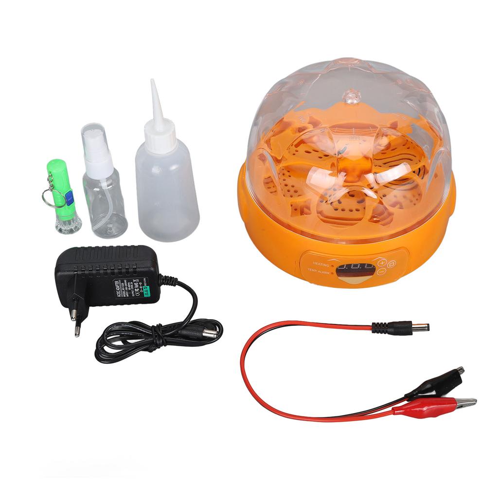 Incubator automat de ouă cu 6 ouă, Temperatură și umiditate, Afișaj LED, Zgomot redus, Răsucire automată a ouălor, Ou