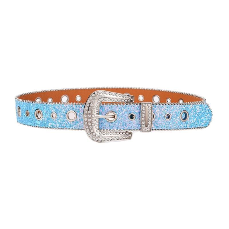 Adjust Pin Buckle Diamond Waist Belt Adult Western Full Sequin Adjustable Belt