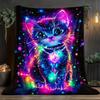 1pc Neon - Lit Cat with Colorful Background Used for Sofa, Bedroom, Living Room, Bed, Couch, Chair Soft and Warm Blanket-Lightweight Flannel
