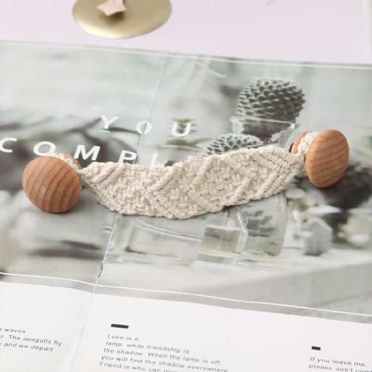 Beech Wood Door Cabinets Handle Drawer Pull Knob Handmade Cotton Rope 19cm