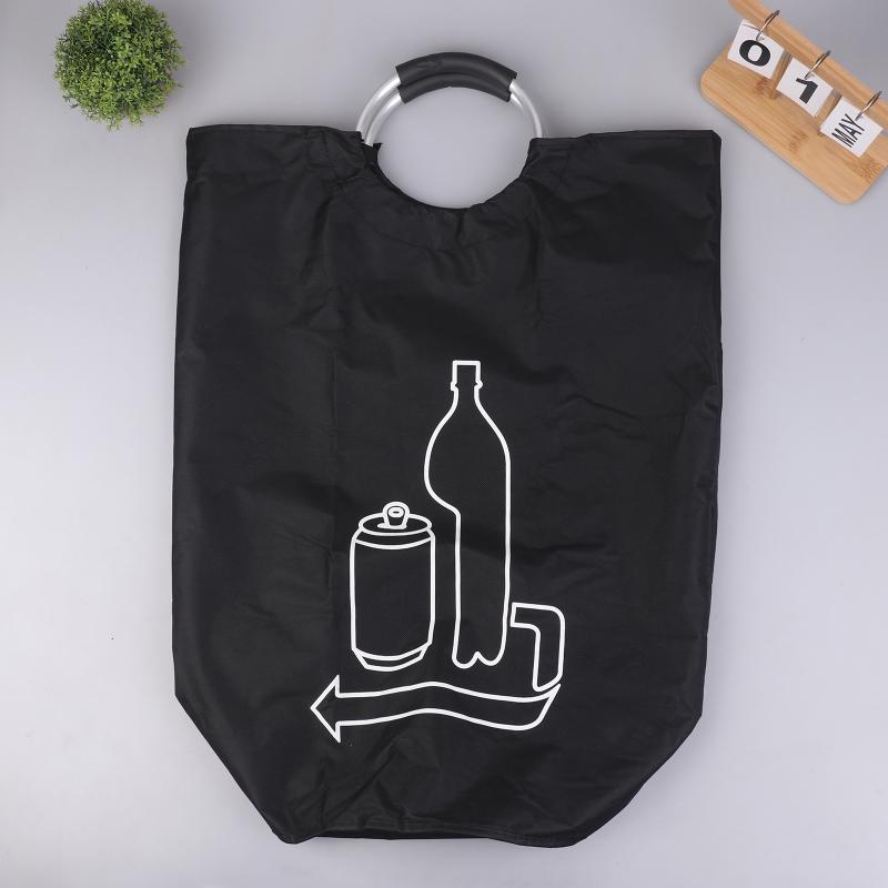 

Новая большая корзина для хранения пустых бутылок с алюминиевой ручкой 90 л Сумка-сборщик бутылок с сточными водами Складная корзина для вторичной переработки 1 шт. чёрный