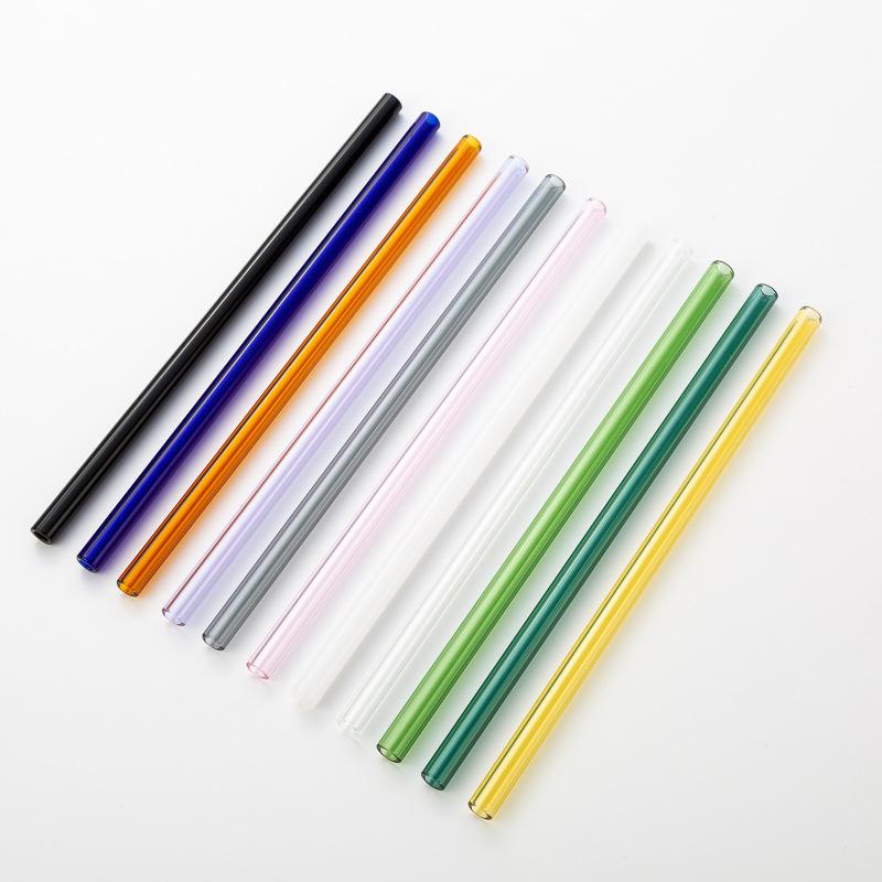 7PCS Reusable Transparent Glass Straws Eco Friendly Heat Resistant High Borosilicate Drinking for Juice Milk Coffee Bar Drinks