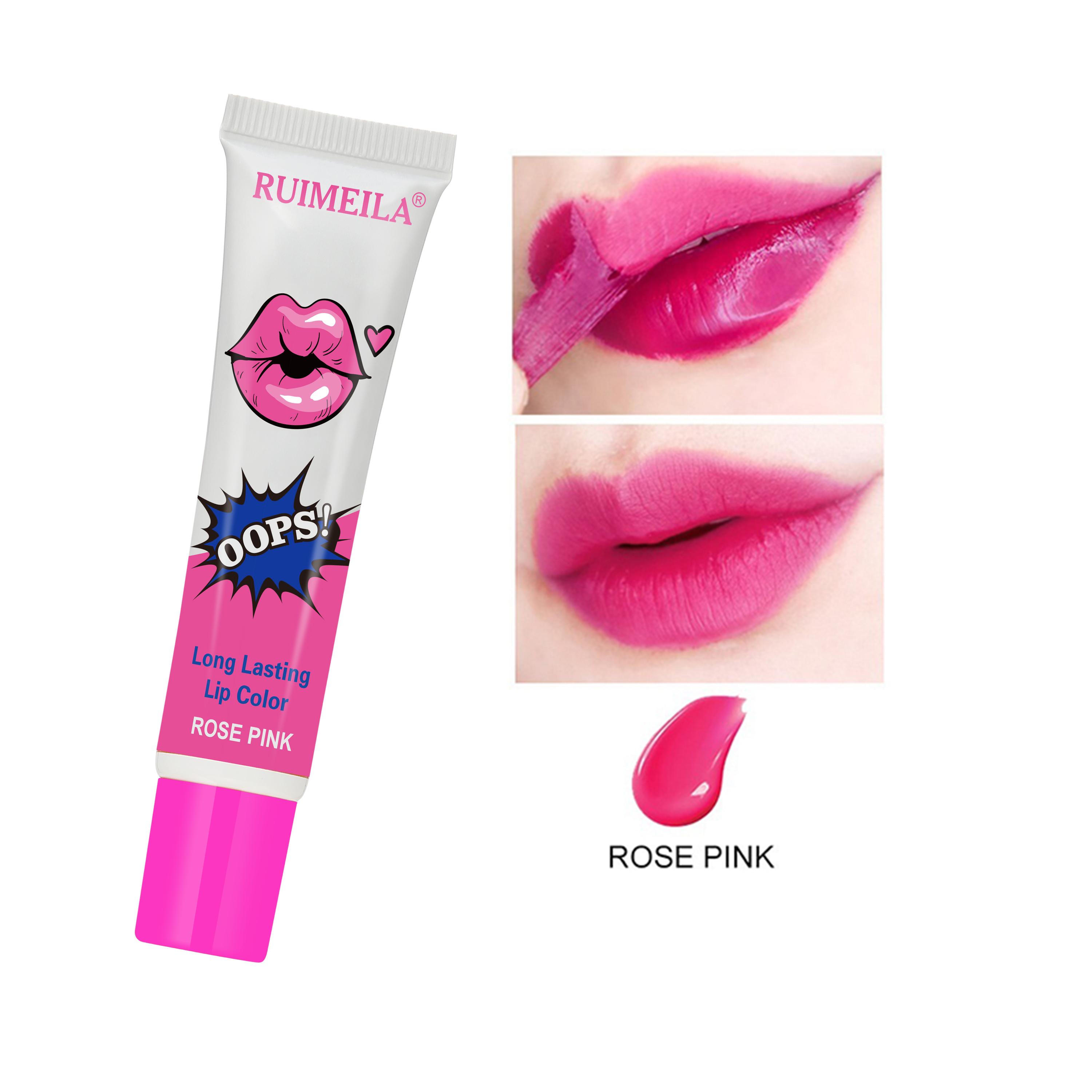 

1 шт. Удивительная жидкая губная помада Peel Off, водостойкий долговечный блеск для губ, увлажняющий оттеночный пигмент для губ, косметический макияж Rose PINK ROSE