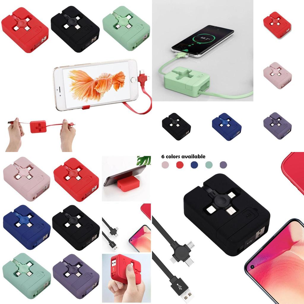 Fast Charging 3-in-1 Cable For Ios Micro And Type-c Tangle-free Design