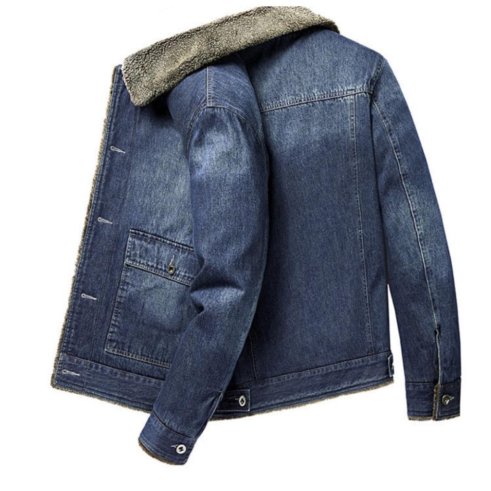 Neue Winter Herren Fleece Warme Jeansjacken Große Taschen Cargo Jeansjacken Hohe Qualität Männlich Hellblau Slim Jeansmäntel Größe 4X