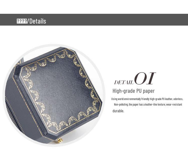 Caja de Anillo y Collar Retro Europeo de Lujo Roja y Azul