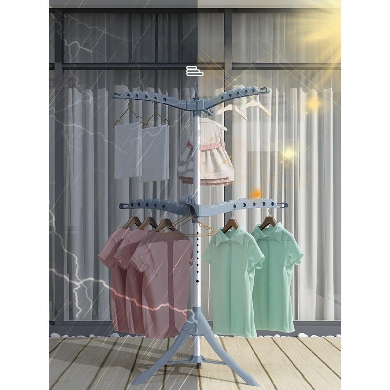 Extendable Clothes Drying Rack Heavy-Duty Foldable Laundry Stand for Balcony 360° Rotating Garment Hanger with 1.8M Expansion