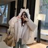 Womens Reversible Hooded Short Puffer Jacket Loose Fit Cotton Blend Warm Outerwear Winter