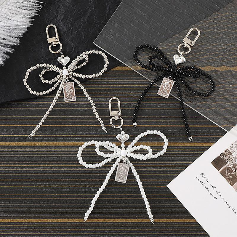 1Pc Camera Bag Key Chain Jewelry Gift Decoration Korean Cute Bow Pearl Phone Pendant Chain Charm Strap Phone Accessories