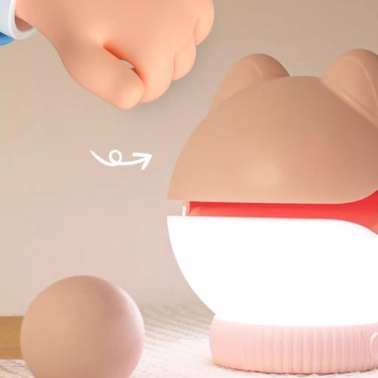 Wooden Fish Night Light Stress Relief Tap Lamp Cute Glow Bedside Lamp USB Charging Sleep Companion Interactive Toy