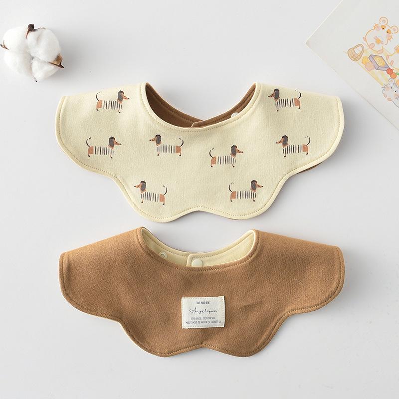 Korean Style A-Type Pure Cotton Double-Sided Baby Bib for 0-2 Years