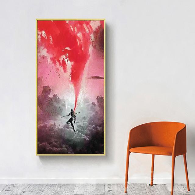 

Аниме Король обезьян, холст, картина Сунь Укун, плакат, мифология, настенные художественные фотографии для гостиной, спальни, домашний декор, Куадрос 30cm×60cm NoFrame