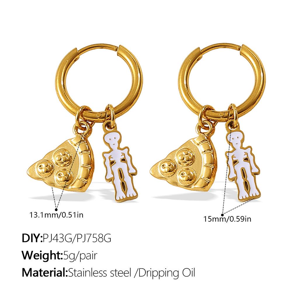 Christmas DIY pumpkin pendant earrings stainless steel gold-plated oil-dripping temperament versatile jewelry women