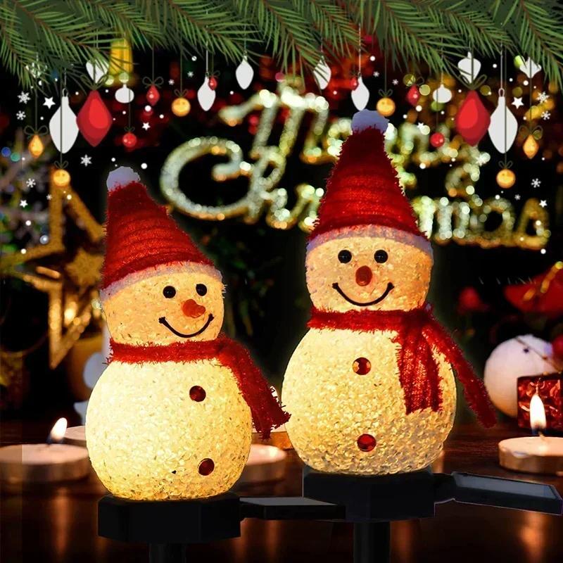 LED Snowman Solar Garden Light Outdoor Ground Stake Light Solar Powered Xmas Pathway Lights For Christmas Lawn Yard Decoration