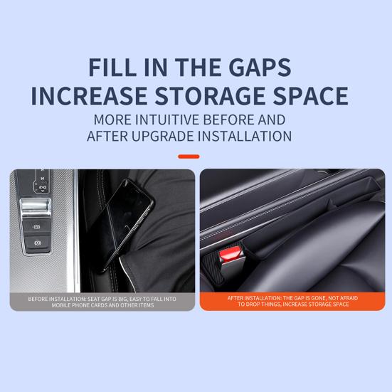 2Pcs Car Seat Gap Fillers Automotive Seat Organizer Large Capacity Easy Installation Universal Car Interior Seat Gap Storage Box