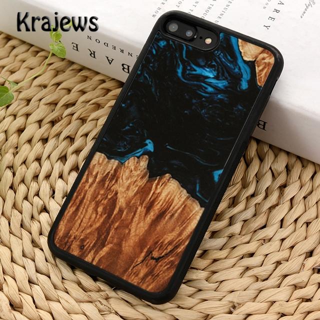 Krajews Wood Resin Glue Gel Phone Case Cover For iPhone 17 Air 16 15 14 Plus 12 13 Pro Max Coque Shell Fundas