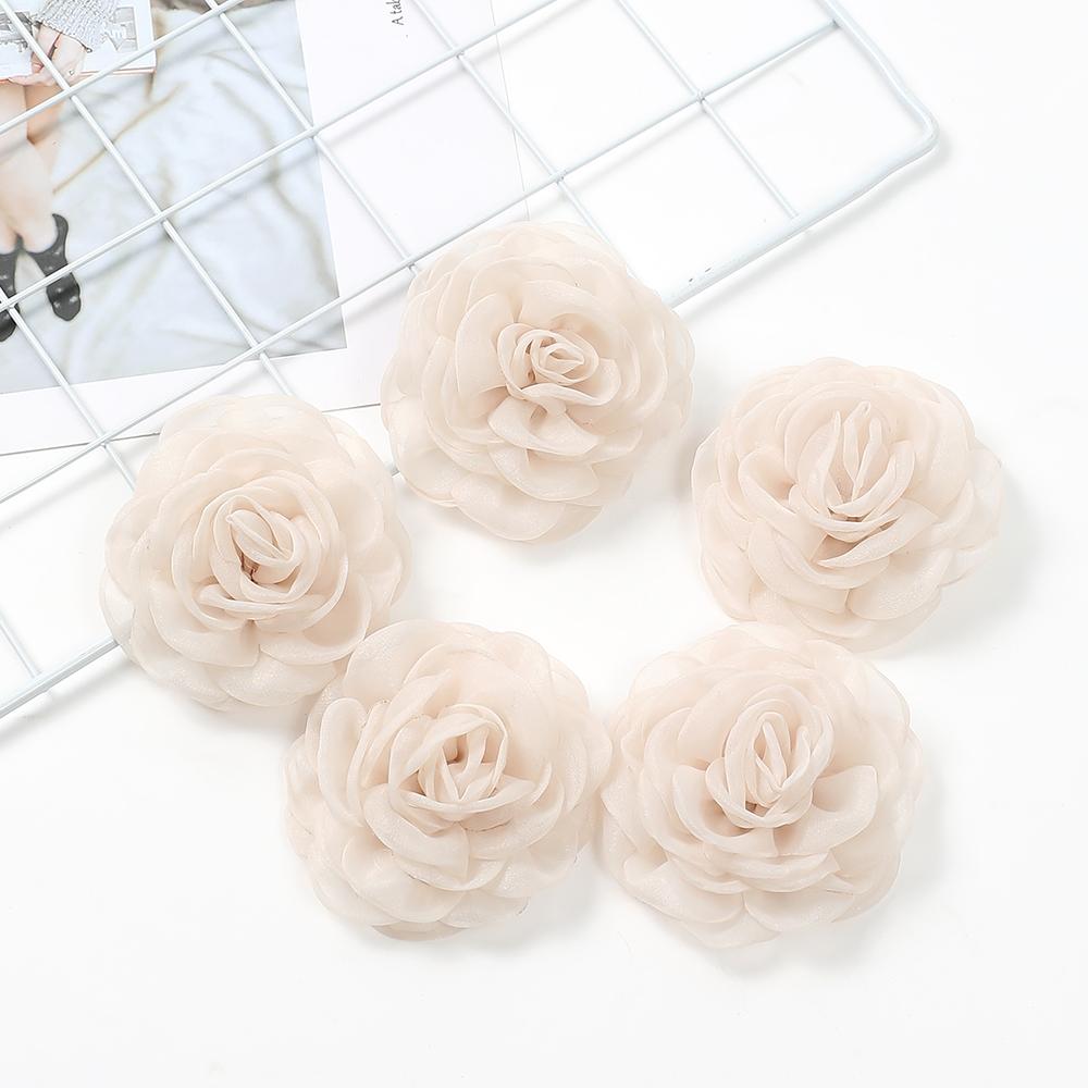 

3/5Pcs Chiffon Artificial Hair Flowers Clothing Hair Corsage Fake Flowers Wall Wreath Home Room Wedding Decora Craft Accessory 3PCS бежевый