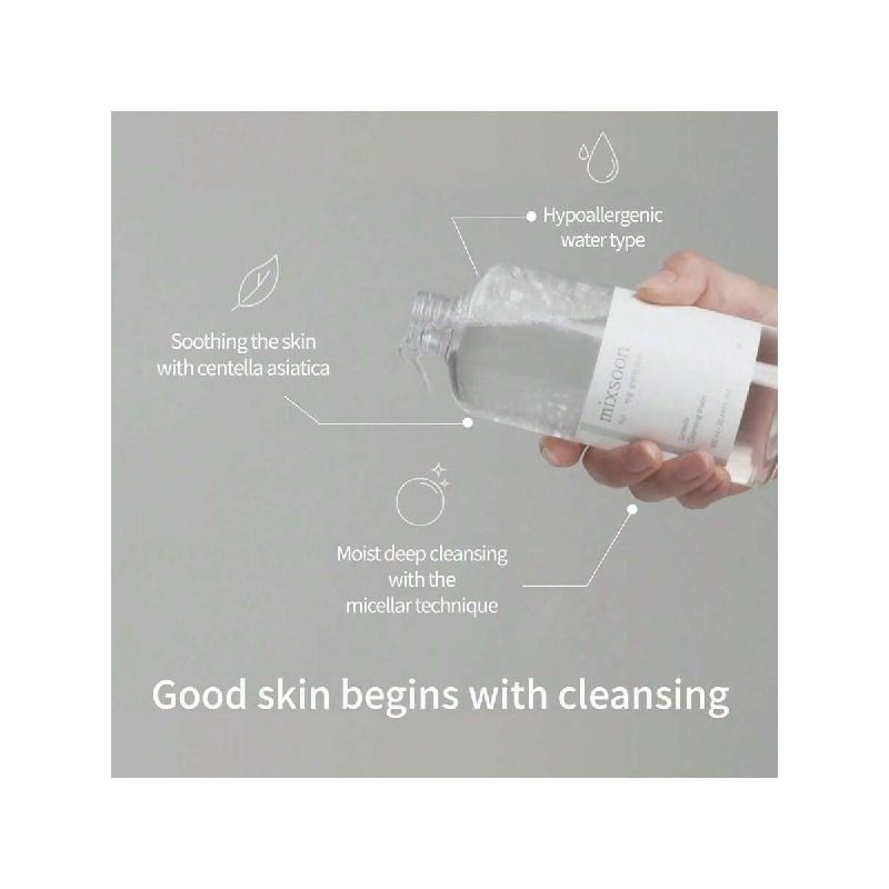 Mixsoon Centella Cleansing Water / 300ml,Face Cleanser For Sensitive Skin,Centella Asiatica, Aloe Vera