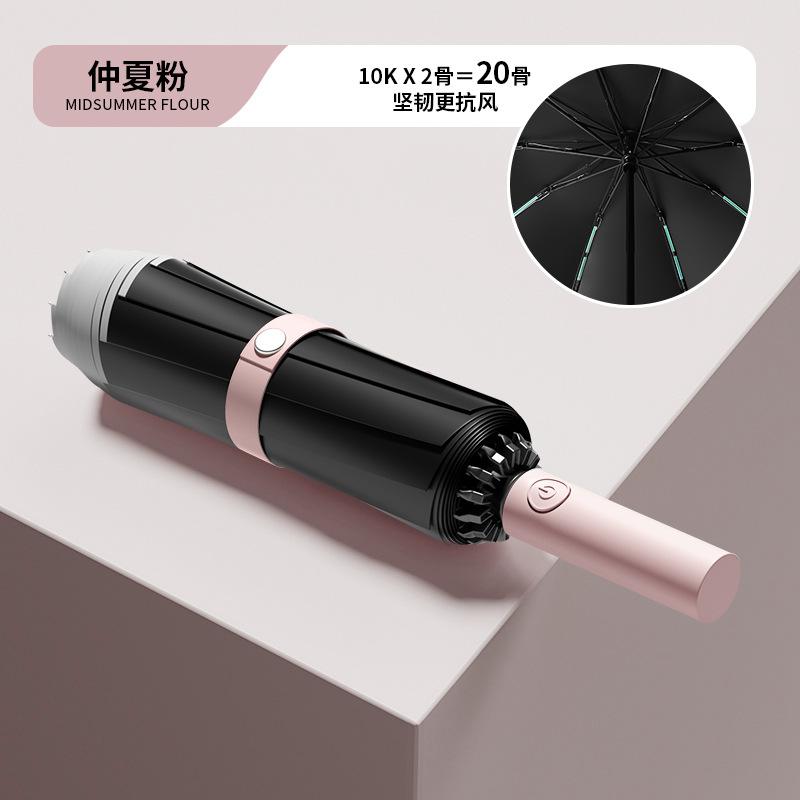Large ring buckle umbrella, fully automatic portable, enlarged and thickened reinforcement, men's folding umbrella, advanced sense, weather