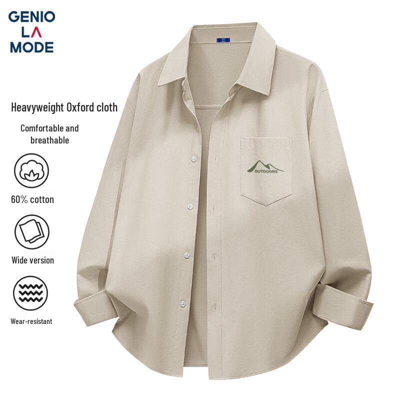 GENIOLAMODE Men's Oxford Long-Sleeve Casual Shirt