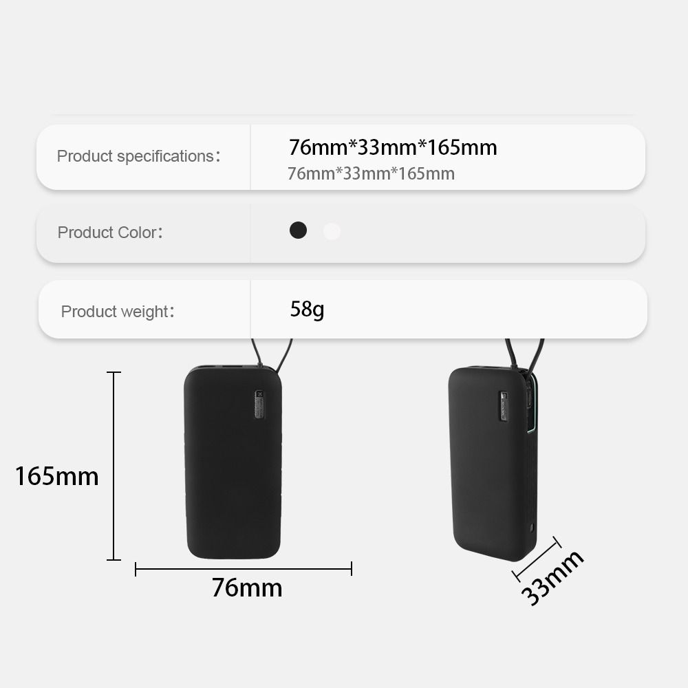 Silicone Carrying Organizer Sleeve for CUKTECH CP25 PB200N 20000mAh 55W Travel