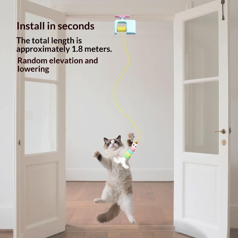 Cats Toys Pet Stress Relief Rechargeable Interactive Hanging Door Automatic Electric Flying Bird Cat Toy For Elastic Rope