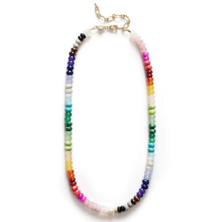 Unique Natural Stone Beadwork Necklace and Bracelet Gradient Color Gemstones Bead Accessories Stylish Party Jewelry